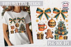 Christmas Coquette Bow PNG Holidays Funny Watercolor Product Image 1
