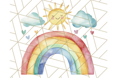 Watercolor Dinosaur and Rainbow PNG Clipart, Baby Nursery Product Image 4