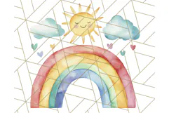 Watercolor Dinosaur and Rainbow PNG Clipart, Baby Nursery Product Image 4