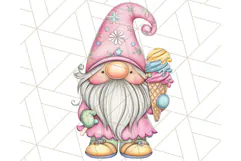 Ice Cream Gnome Clipart PNG Summer Dessert Art, Summer Gnome Product Image 4