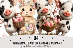 Whimsical Easter Animals Clipart Watercolor Easter Bunny PNG Product Image 1