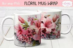 PInk Lily flowers mug wrap design sublimation PNG Product Image 2