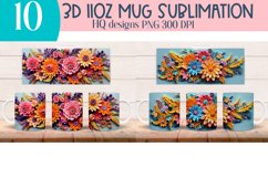 Floral 3D mug Wraps for Sublimation BUNDLE paper cut effect Product Image 4