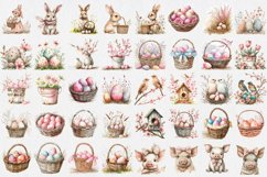 Watercolor Pink and Beige Easter Clipart Bundle Product Image 8