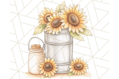 Rustic Sunflower Clipart, Soft Country Farmhouse Florals Png Product Image 4