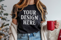 Christmas Bella Canvas 3001 Black Shirt Mockup ,Trandy Mock Product Image 1