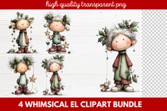 Whimsical Elf Clipart | Cute Christmas Elf PNG Illustration Product Image 1