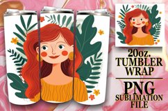 Beautiful Floral Tumbler Wrap with Female Portrait 20oz Product Image 1