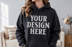 Black Gildan 18500 Hoodie Sweatshirt Mockup, 185 mock up Product Image 1