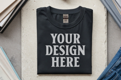 Black Gildan 5000 Flat Lay Tshirt Mockup, G5000 mockup Product Image 1