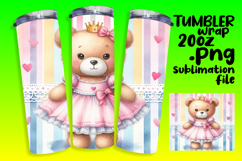 DIY Tumbler Wrap Digital File , Teddy Bear Product Image 1
