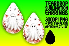 Ghoulish Watercolor Teardrop Earring Design Halloween PNG Product Image 1