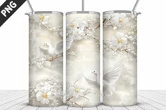3D Christmas Doves Tumbler Wrap - 20 Oz Skinny Tumbler PNG Product Image 5