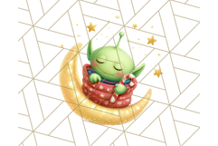 Alien Christmas Clipart, Cute Outer Space Holiday PNG Product Image 4