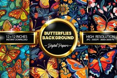 Butterflies Background Digital Papers - 04 Variations Product Image 1