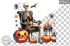 Halloween Skeleton Sublimation Design | High-Quality PNG Product Image 1
