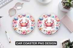 Crab June Car Coaster Sublimation| Animal Coaster PNG Product Image 1