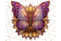 Stained Glass Butterfly and Sunflower PNG Clipart Product Image 4