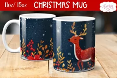 Christmas deer mug sublimation wrap PNG 11oz 15oz Product Image 2