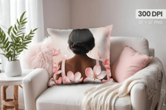 Afro Girl /Woman braided hair Pillow Design, Black Queen PNG Product Image 1