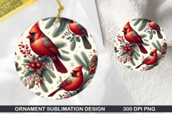 Cardinals Stained Glass Ornament PNG, Digital Download File Product Image 1