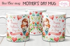 Happy Mother&#039;s day Mug Wrap PNG, Cute Mom and baby mug PNG Product Image 2