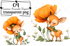 Whimsical Summer Animals Clipart Watercolor PNG Product Image 1