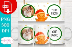 Christmas photo mug wrap PNG, Christmas gingerbread man png Product Image 1