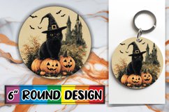 Autumn Cat Round Design for Halloween Sublimation Product Image 1