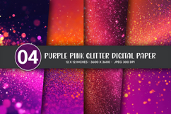 Purple Pink Glitter Digital Paper Product Image 1