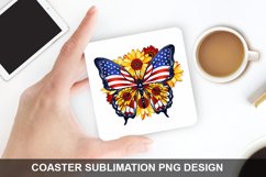 4Th Of July Butterfly- Coaster Sublimation Design Product Image 1