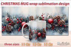Beautiful festive Christmas wrap design for sublimation on 11Oz, 12Oz and 15Oz MUGS with cute watercolor patterns.