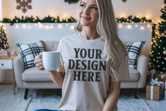 Comfort Colors 1717 Ivory Christmas T-Shirt Mockup, Boho Product Image 1