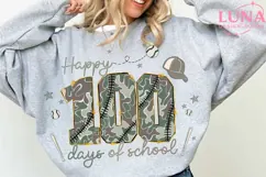 Preppy 100 Days Of School PNG Camo Checkered, 100th Day Png Product Image 3