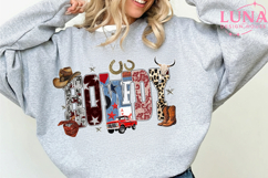 Howdy PNG Retro Western Shirt Design, Leopard Checkered Cow Product Image 3