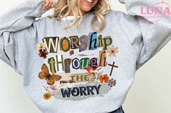 Worship Through The Worry Png, Jesus PNG, Bible Verse png Product Image 2