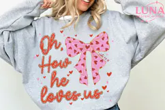 Oh How He Loved Us Png, Glitter Valentine Jesus Coquette png Product Image 5