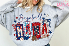 Preppy Baseball Mama Bow Glitter Png, Baseball Game Day Png Product Image 3