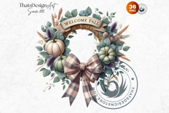 Cozy Autumn Wreaths - Boho Farmhouse Fall Clipart PNG Product Image 10