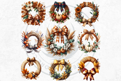 Cozy Autumn Wreaths - Boho Farmhouse Fall Clipart PNG Product Image 4