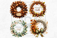 Cozy Autumn Wreaths - Boho Farmhouse Fall Clipart PNG Product Image 8