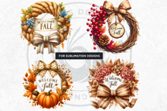 Cozy Autumn Wreaths - Boho Farmhouse Fall Clipart PNG Product Image 9