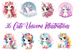 36 Cute Unicorn Illustrations Kawaii Rainbow Sticker Ideas Product Image 1