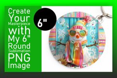 Winter Holiday Snowman Round Design Seasonal Magic Keychain Product Image 1