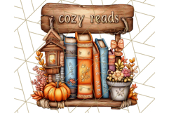 Autumn Library Clipart PNG, Cozy Fall Book Art Product Image 4
