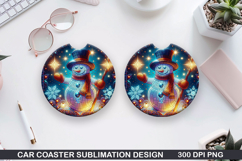 Snowman Car Coaster Sublimation|Christmas Coaster PNG Design Product Image 1