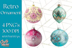 Retro Ornament Clipart PNG, Vintage Christmas Clip Art Product Image 1
