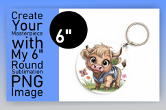 Elegant Circle PNG Keychain Design , Cute Cow Product Image 1