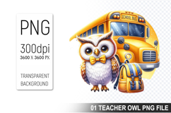 Teacher Owl Clipart PNG, Cute Owl, Digital Download File Product Image 1