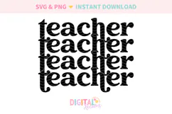 Stacked Retro Teacher SVG PNG Product Image 2